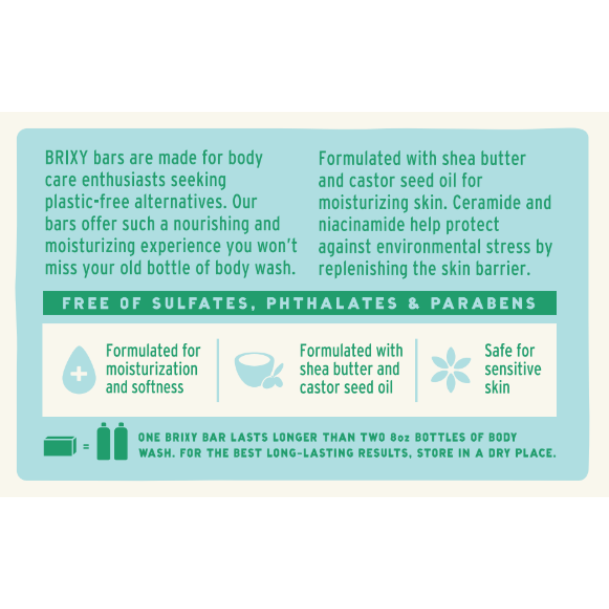 Moisturizing Body Wash Bar For Skin Barrier Support