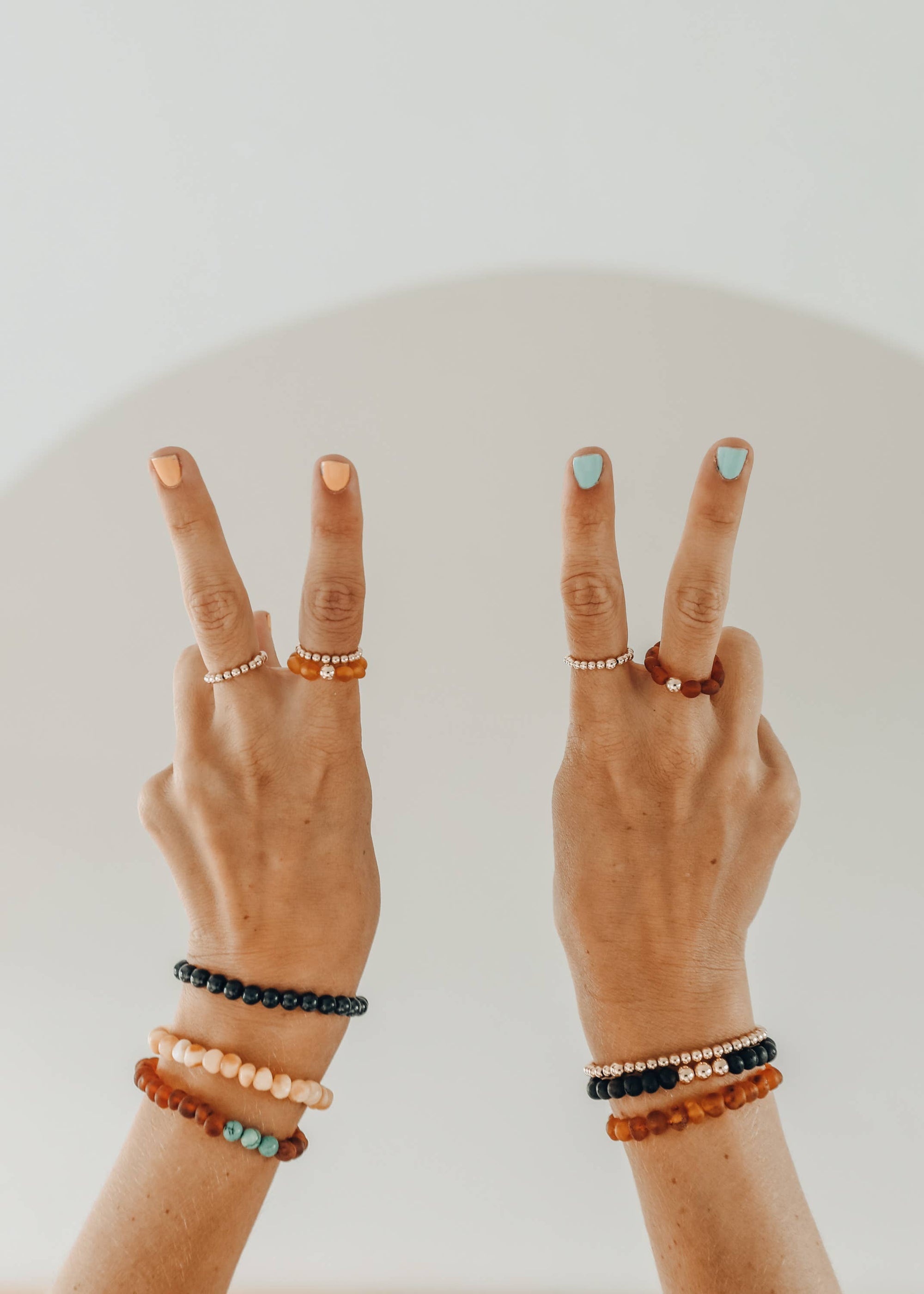 Natural Turquoise + 14k Gold Stretch Ring
