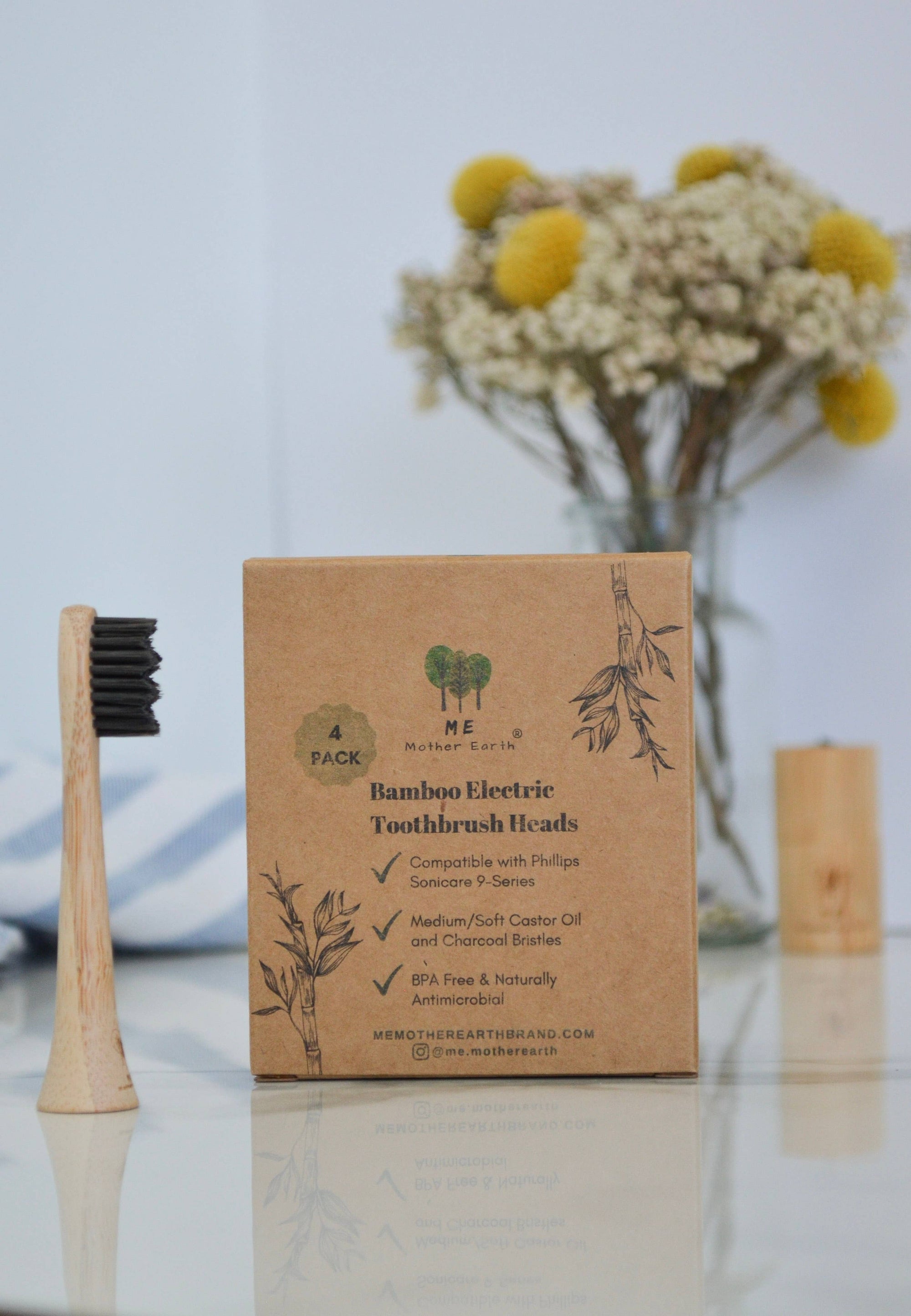 Bamboo Sonicare Compatible Electric Toothbrush Heads (4-Pack)