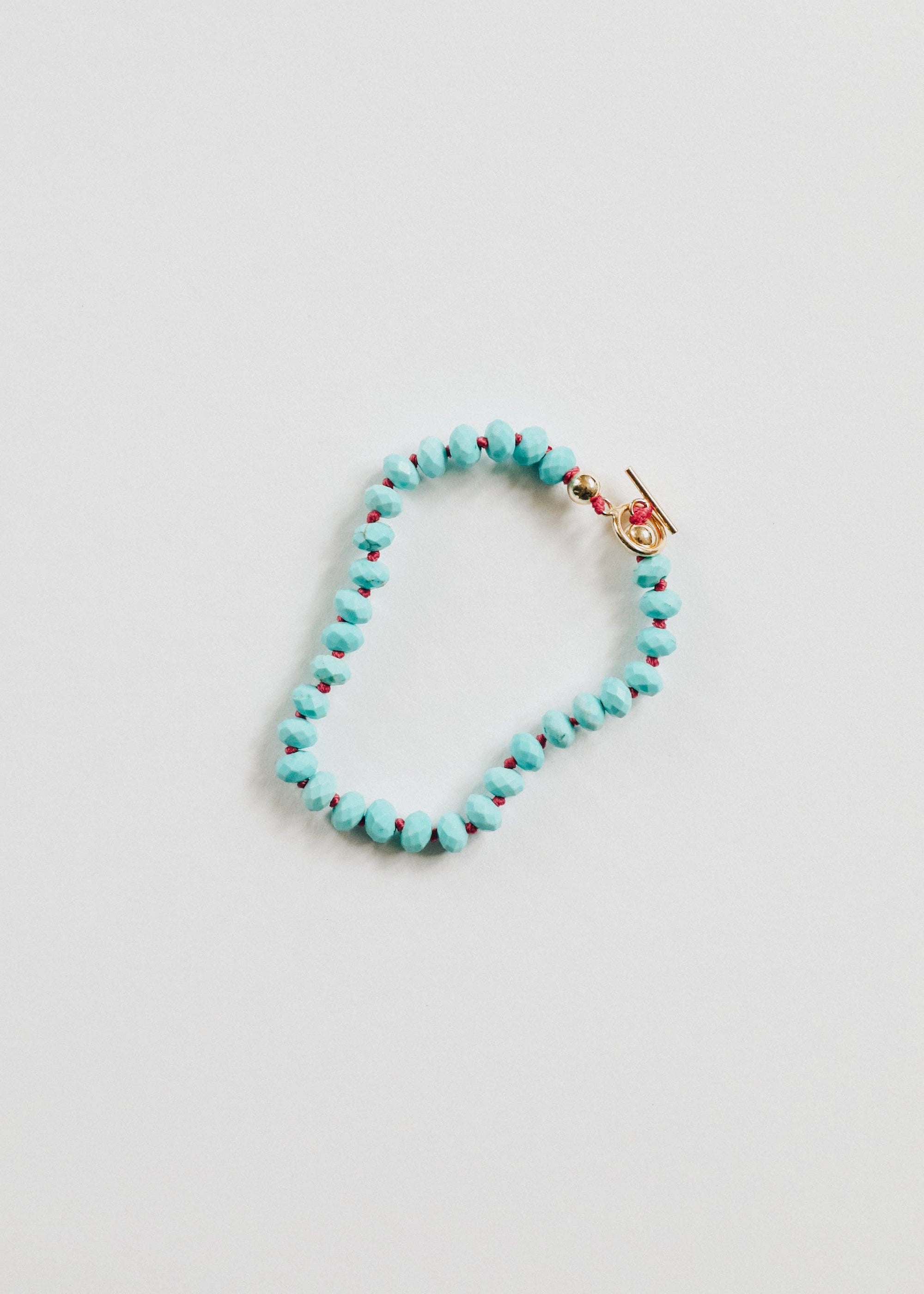 Turquoise + 14K Gold Filled Toggle || Gemstone Bracelet - 7"