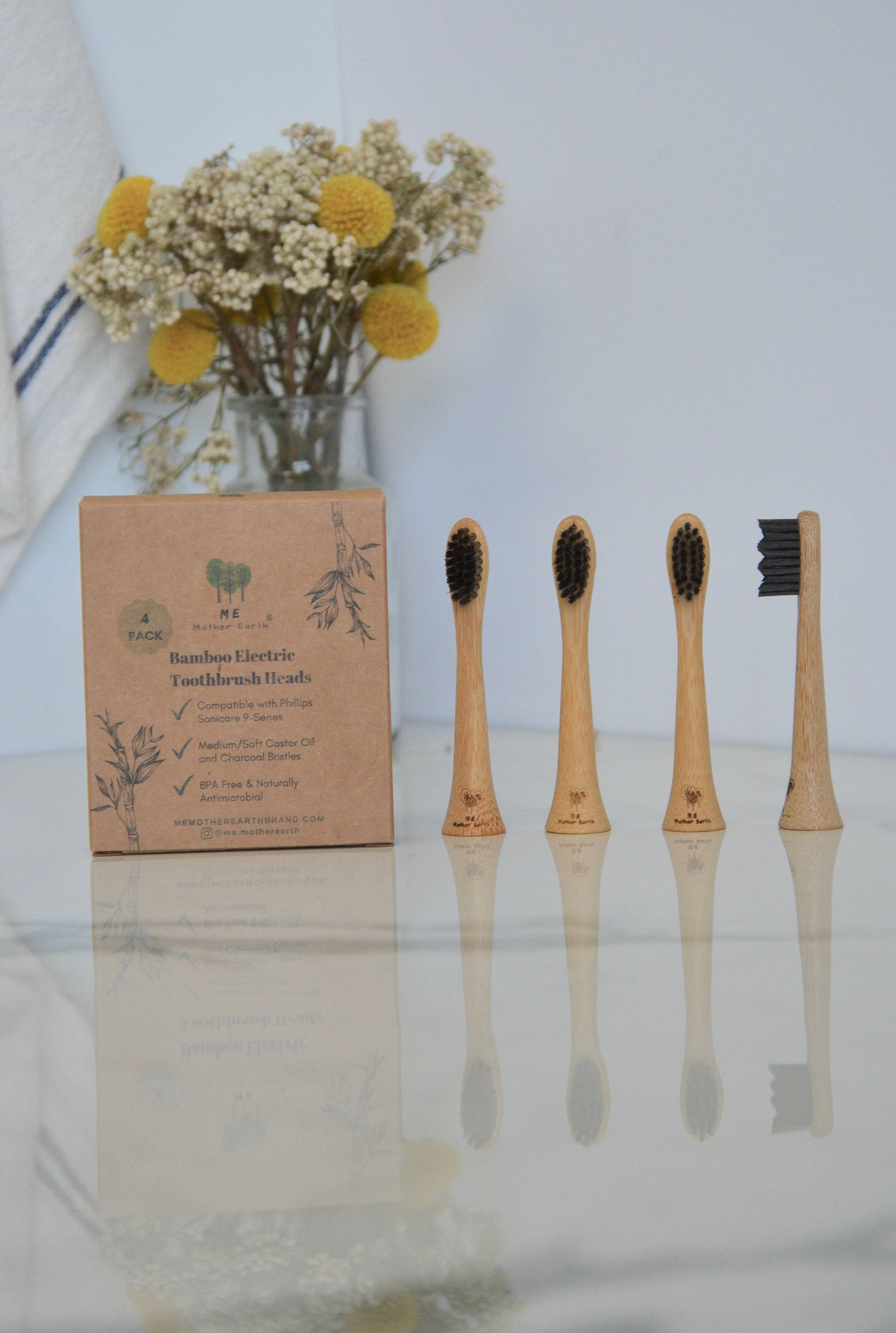 Bamboo Sonicare Compatible Electric Toothbrush Heads (4-Pack)