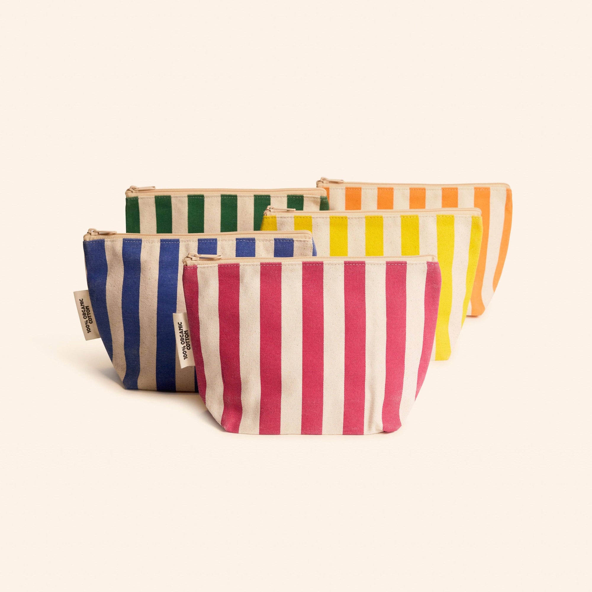 Organic Striped Cotton Zipper Bags