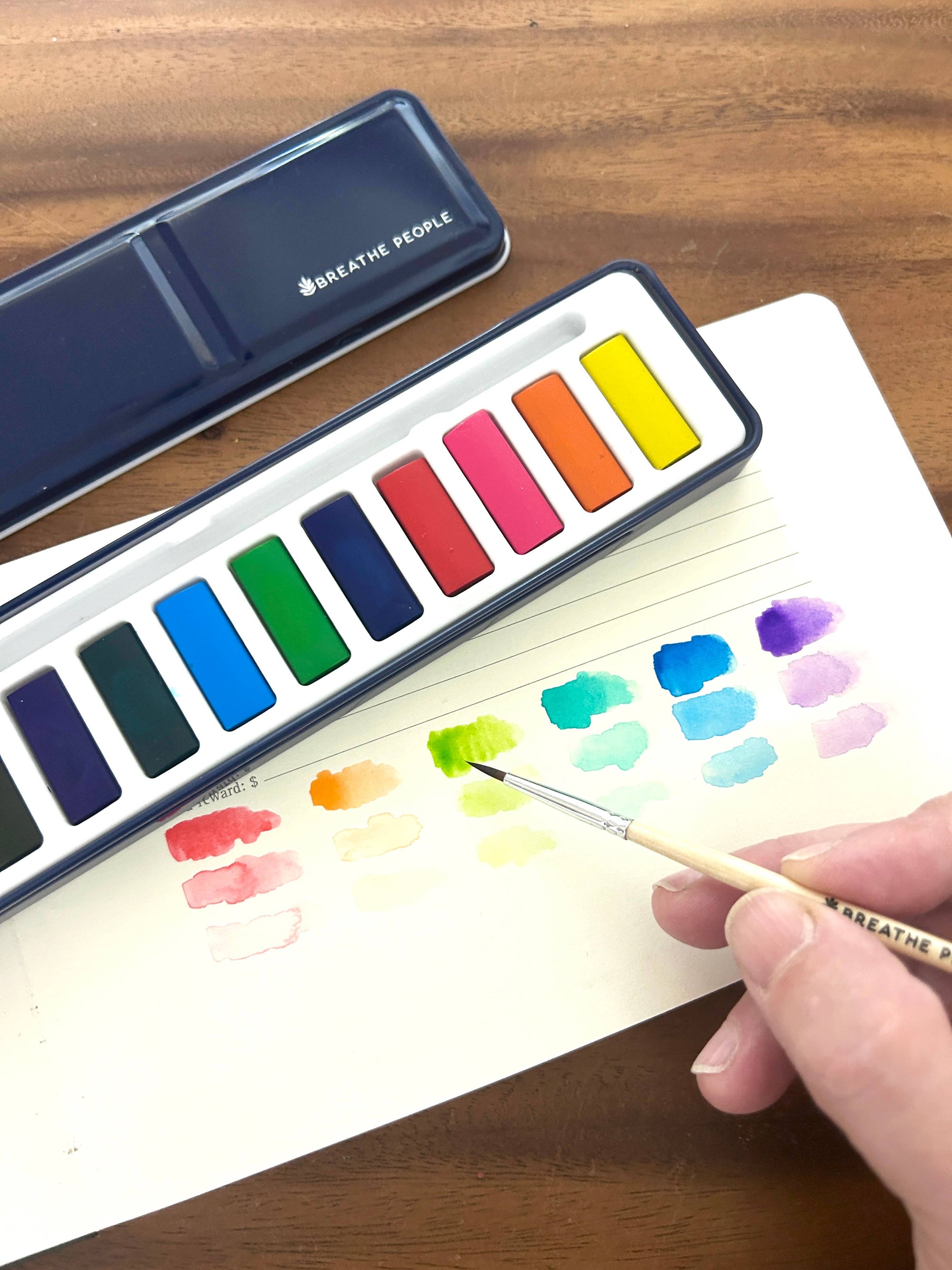 Watercolor Set - 12 Artist Grade Colors + Wood Brush