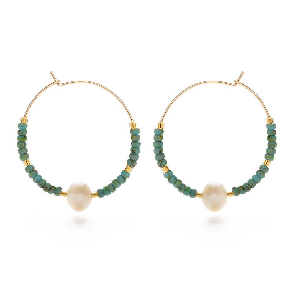 Pearl Bead Hoop Earrings