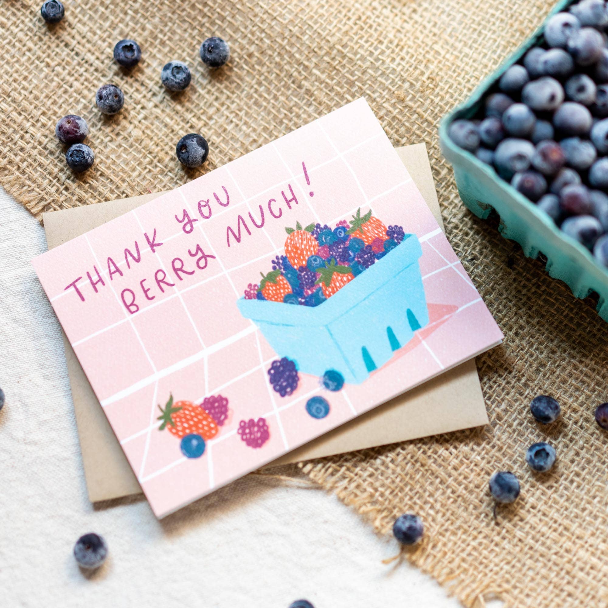 Thank You Berry Much Hand Drawn Greeting Card