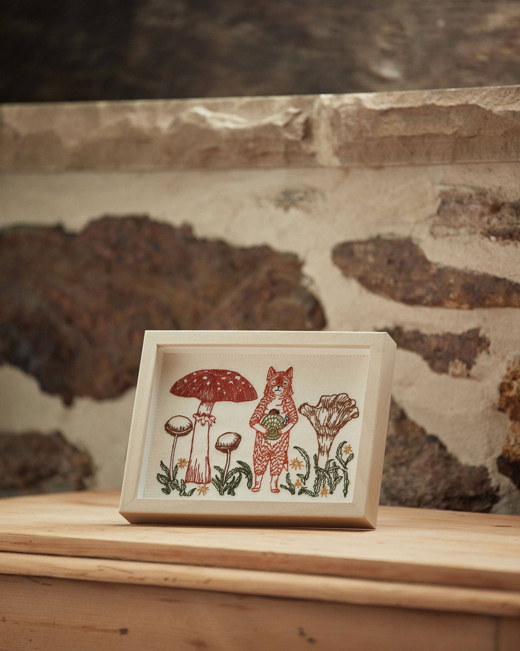 Coral & Tusk Fox with Mushrooms Card