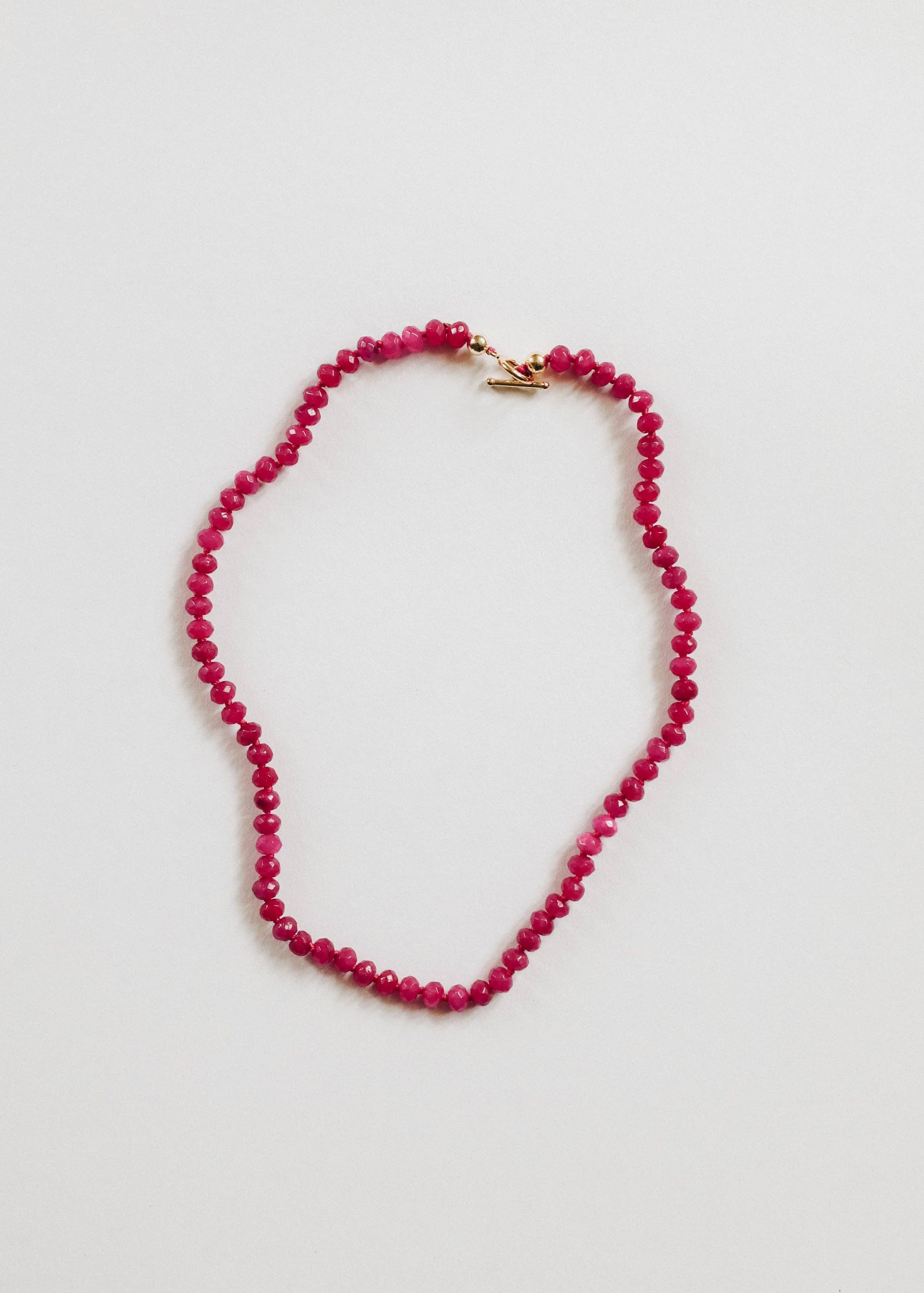 Pink Jade Nacklace + 14k Gold Filled Toggle Clasp Necklace