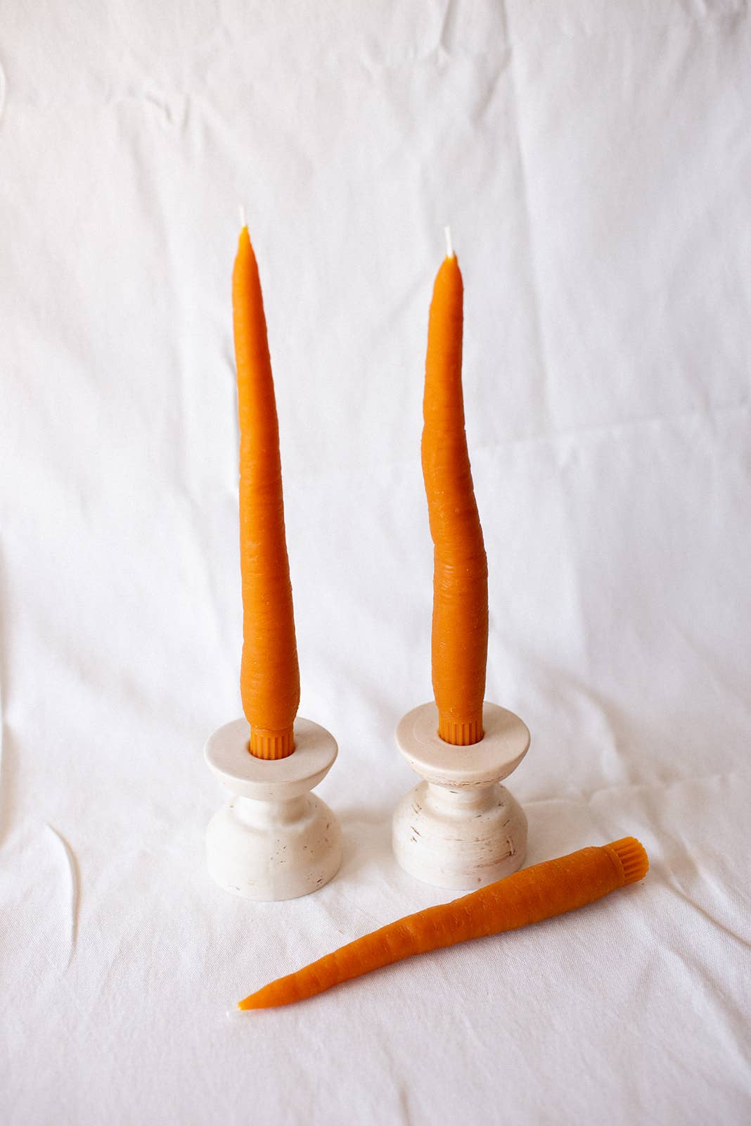 BEESWAX CARROT TAPER CANDLE PAIR