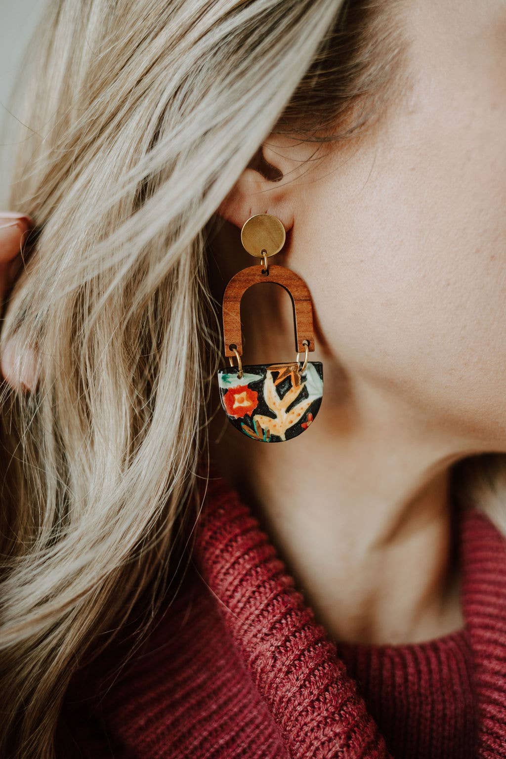 Black Forest Wooden Arch Earrings