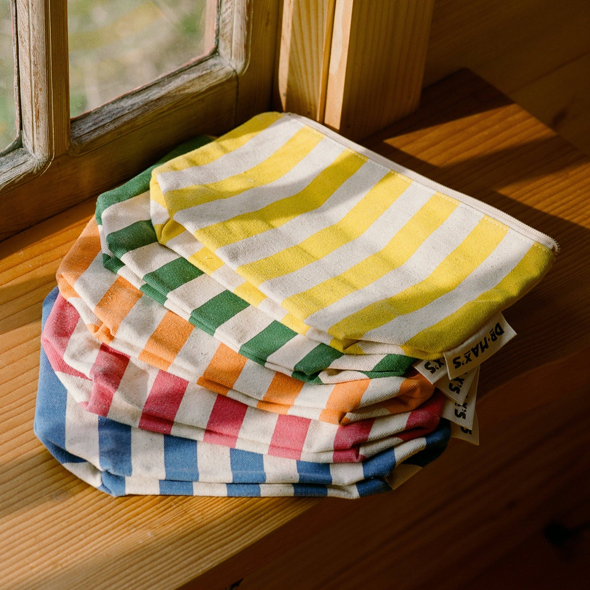 Organic Striped Cotton Zipper Bags