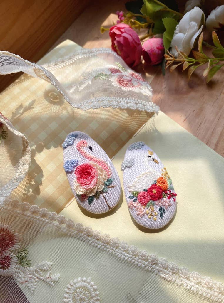 Embroidered Hair Barrettes