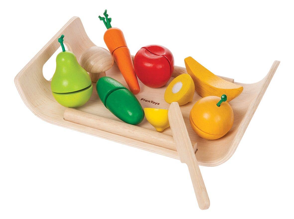 Assorted Wooden Fruits And Vegetables