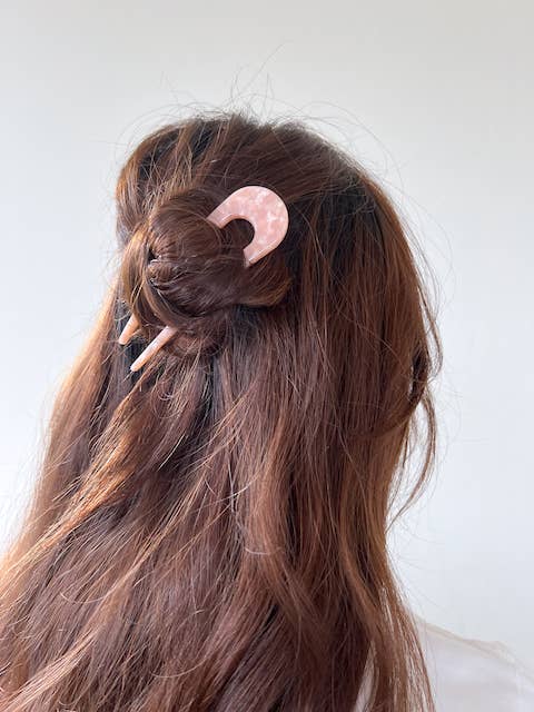 Hand-Painted Acetate French Chignon Hair Pin