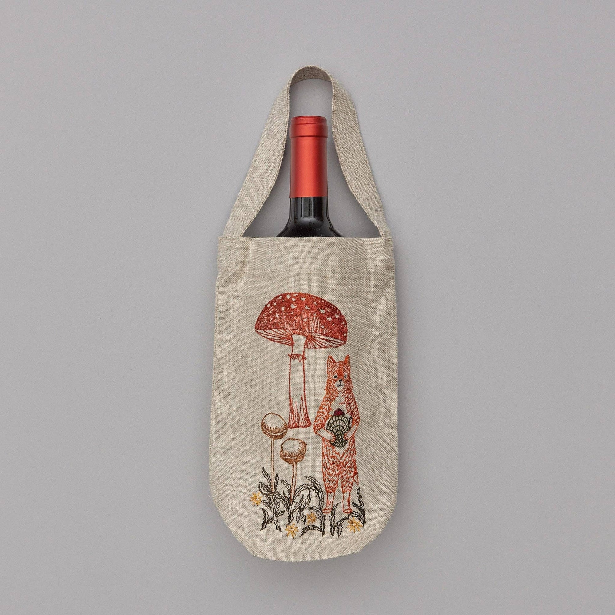 Coral & Tusk Fox with Mushrooms Keepsake Wine Bag