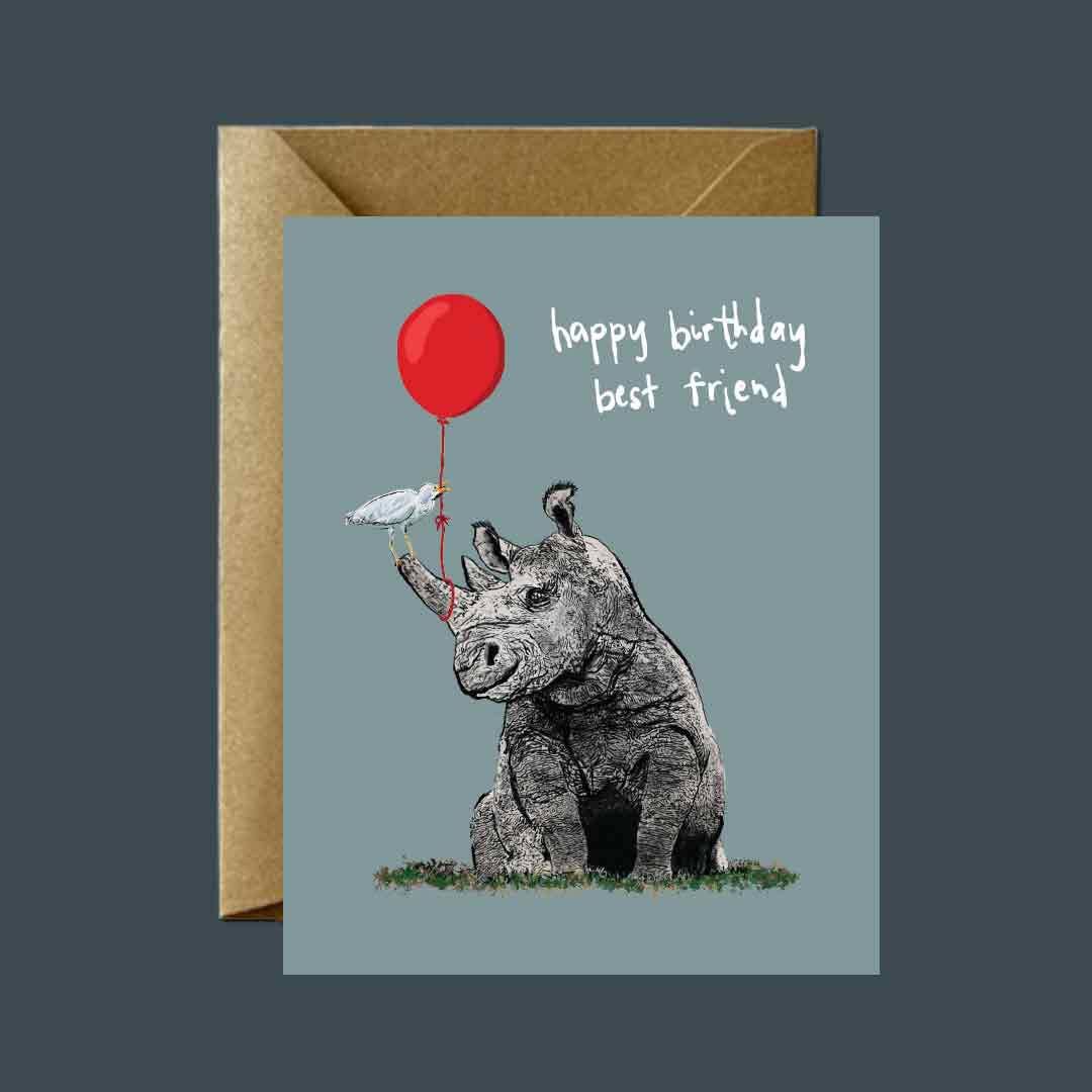 Rhino Birthday Greeting Card