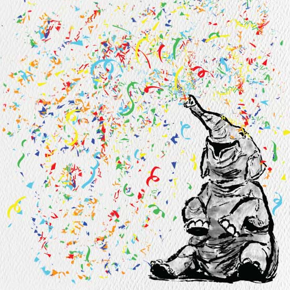 Confetti Elephant Birthday Greeting Card