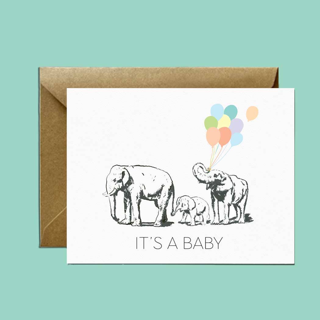 Elephants + Balloons Card
