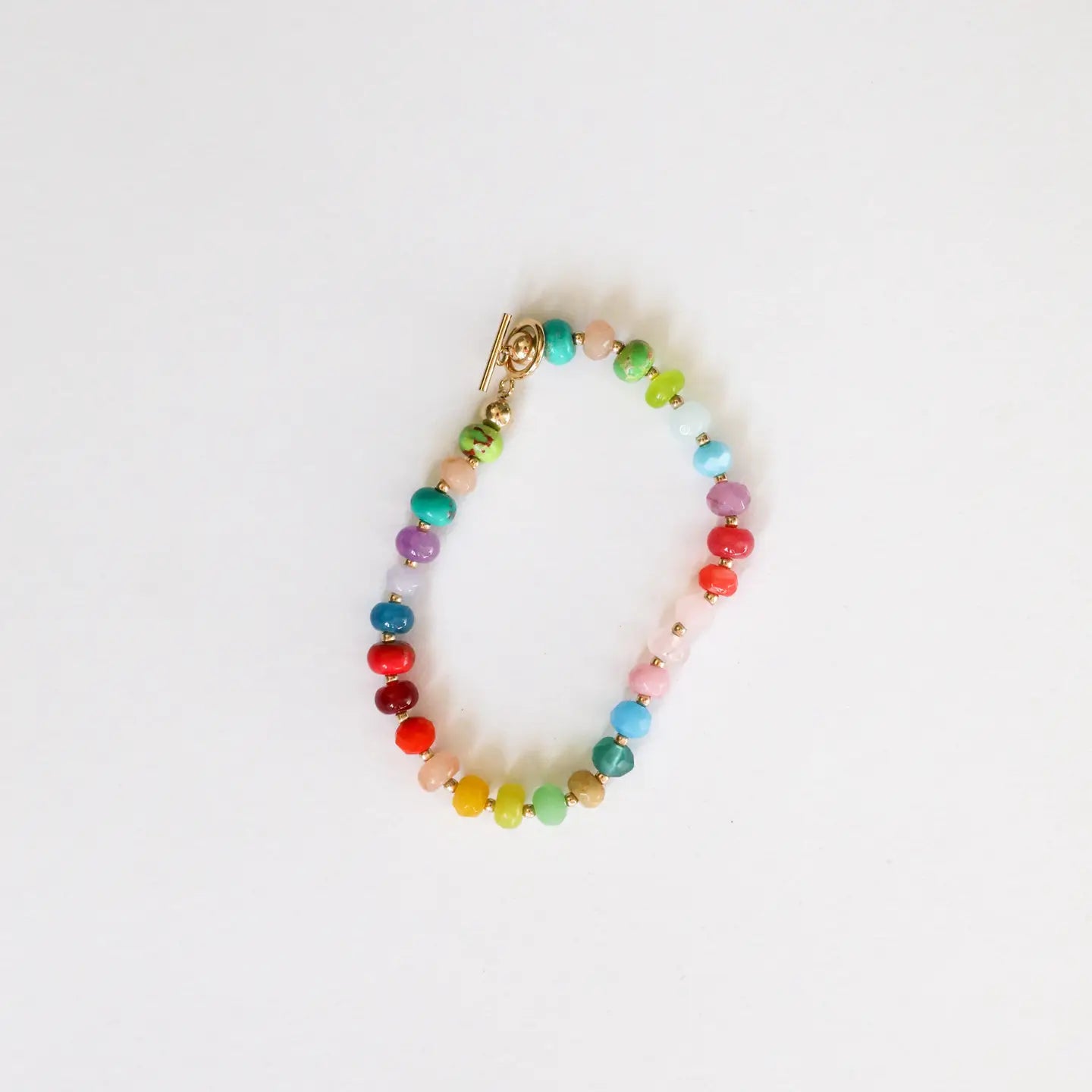 Natural Gemstone Bracelet with Gold Filled Toggle