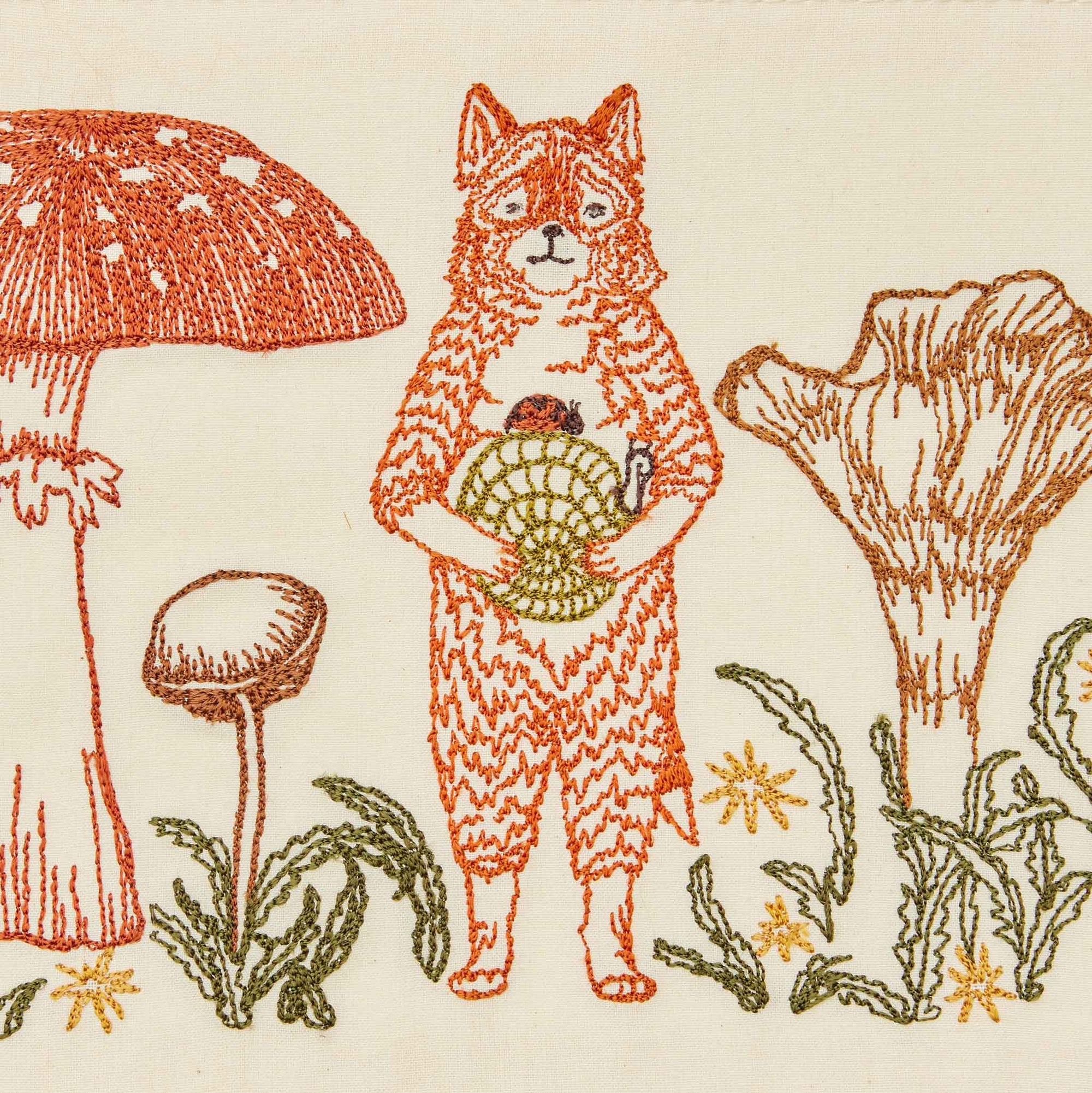 Coral & Tusk Fox with Mushrooms Card