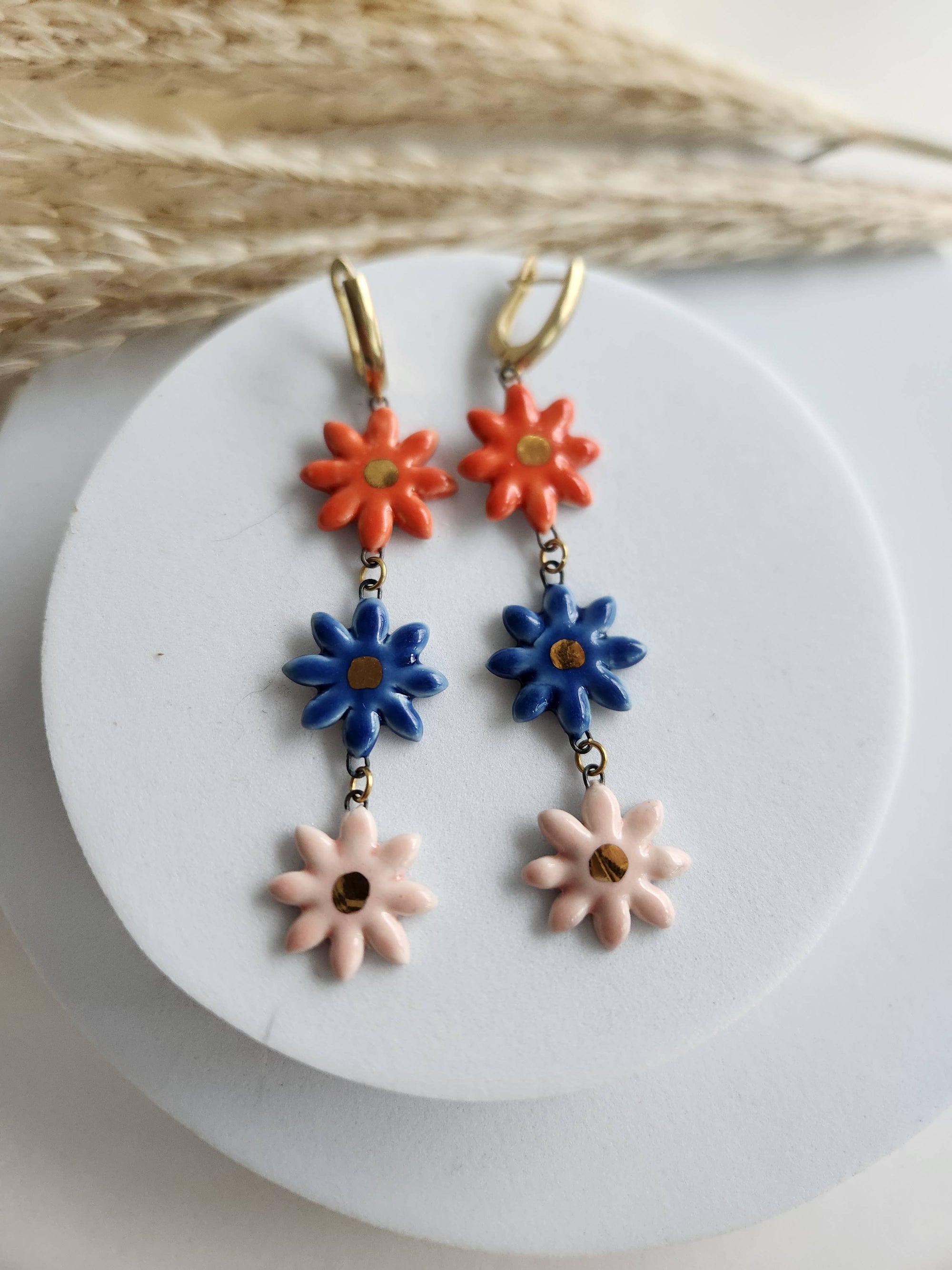 Flower power handmade ceramic earrings