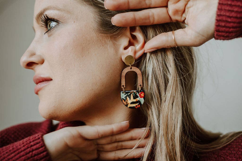 Black Forest Wooden Arch Earrings