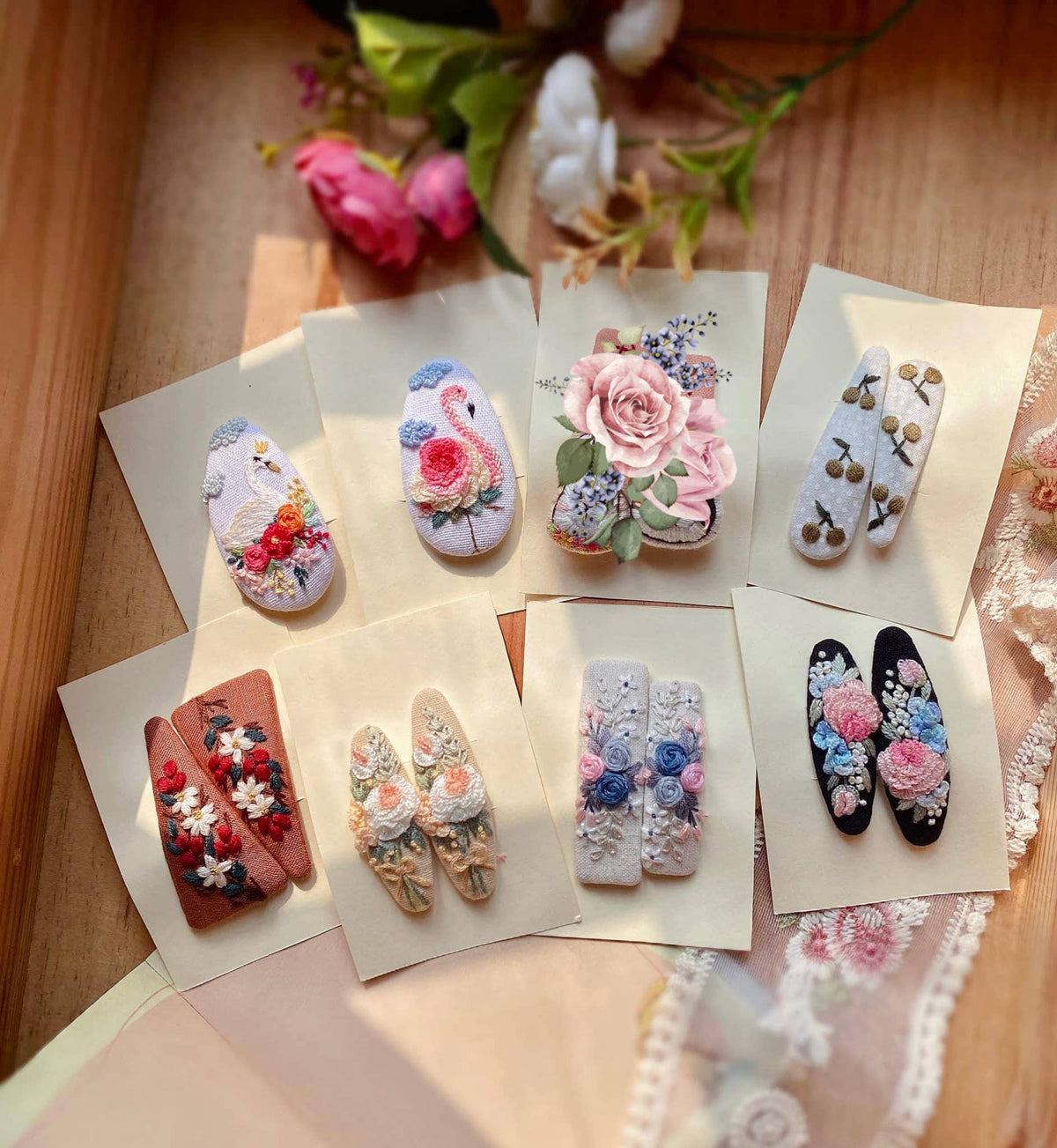 Embroidered Hair Barrettes