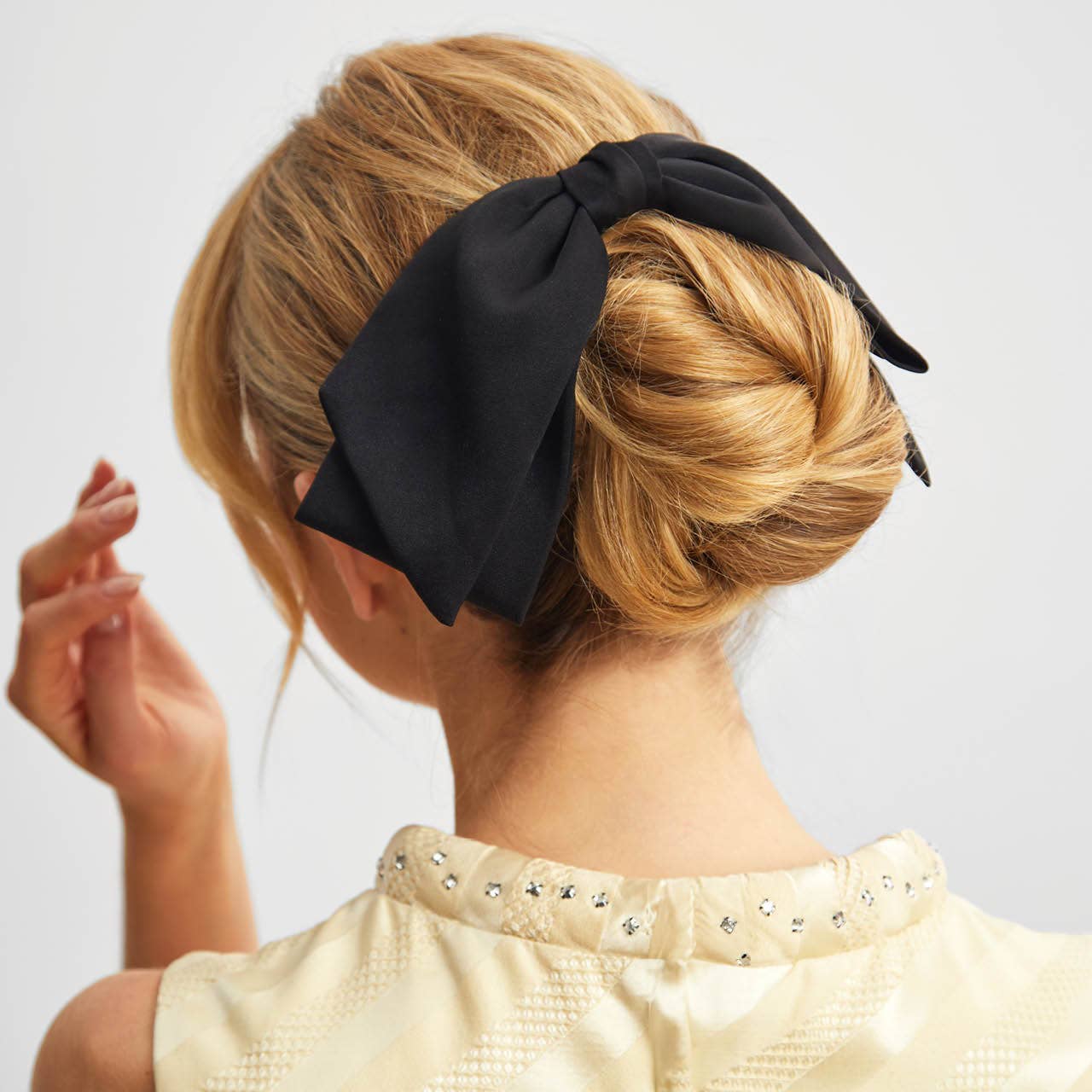 Recycled Black Fabric Bow Hair Clip