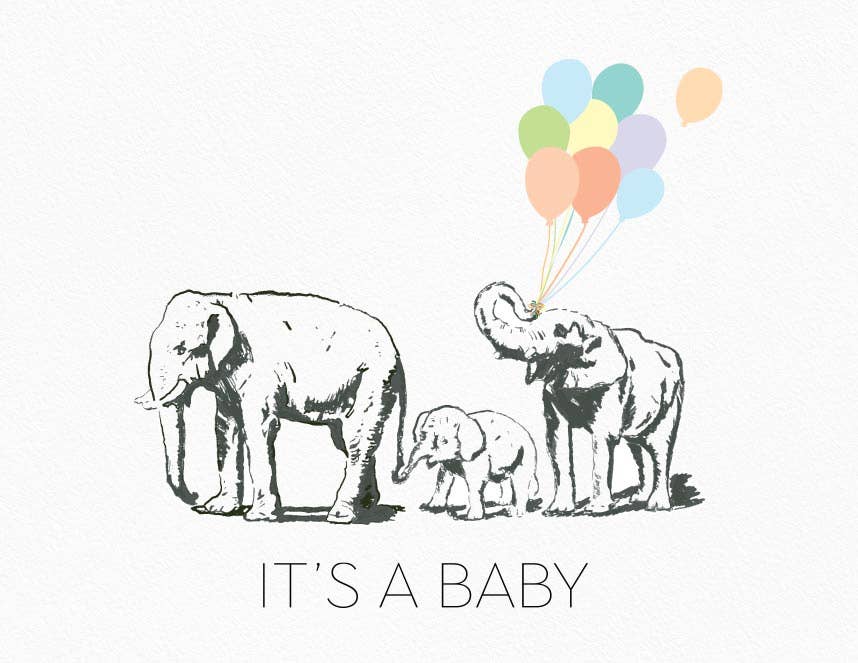 Elephants + Balloons Card