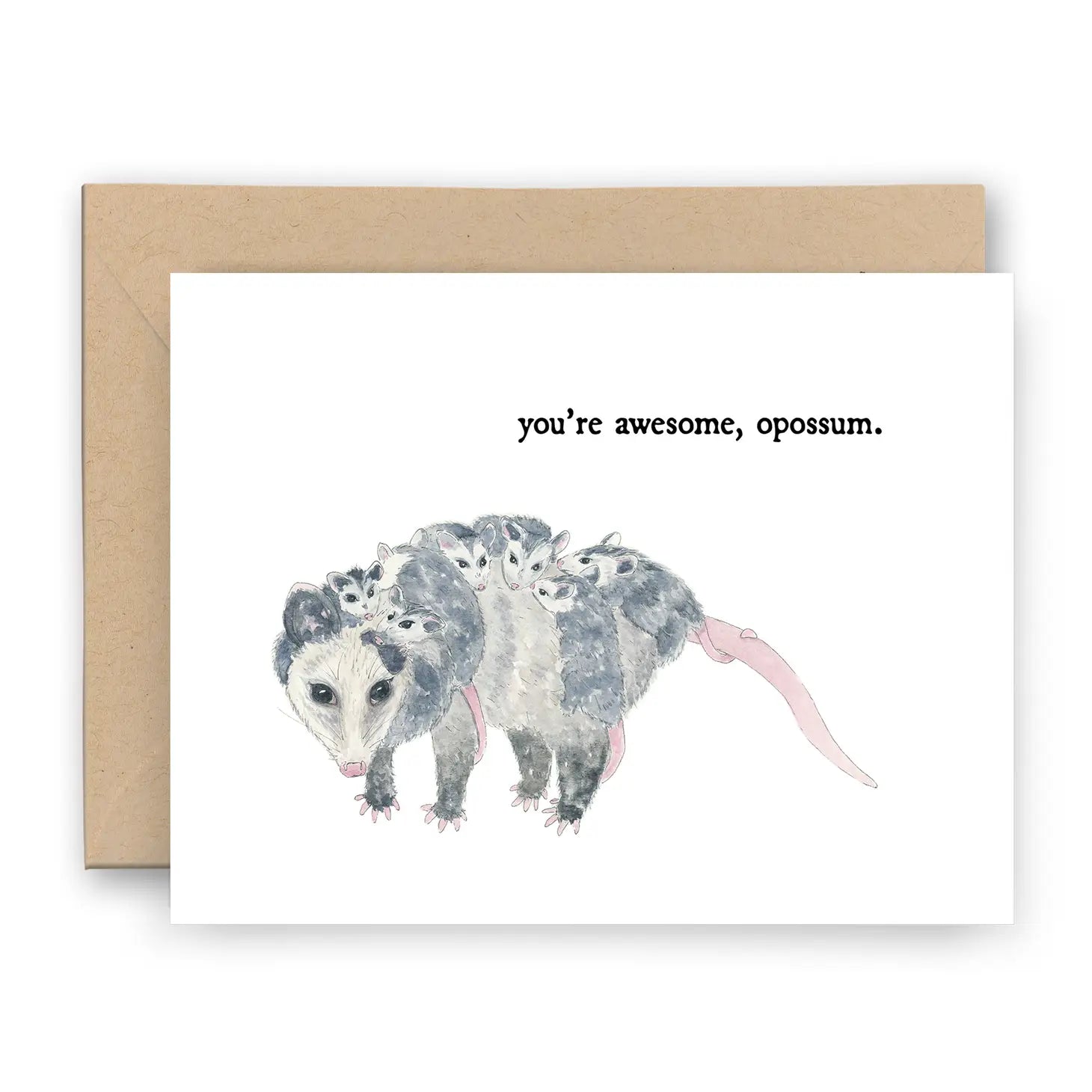 Awesome Opossum Hand Drawn Greeting Card