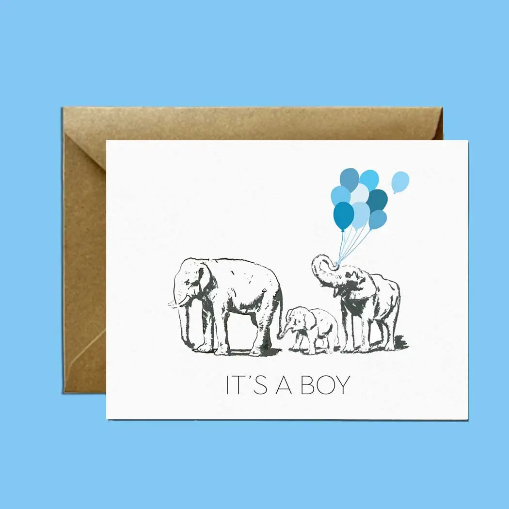 Elephants + Balloons Card