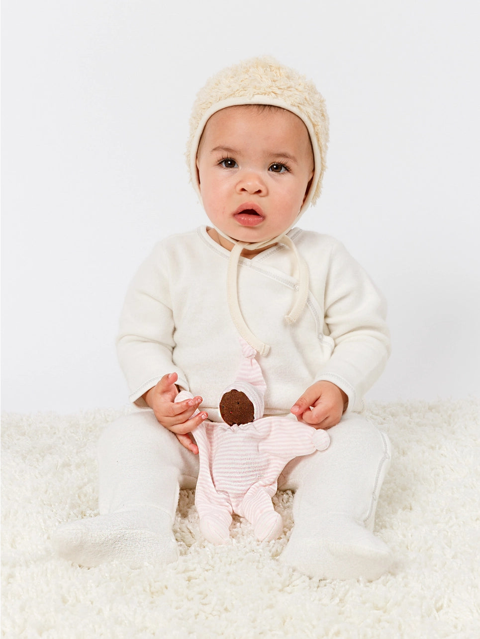 Organic Baby Faux Fur Sherpa Bonnet Hat (0-6 months)