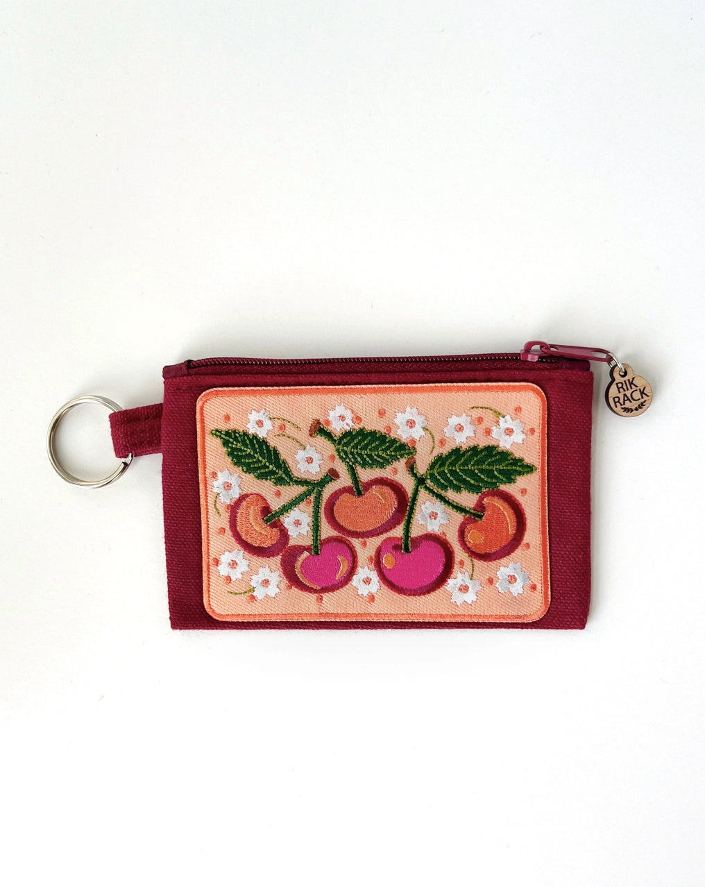 Embroidered Keyring Zipper Pouch