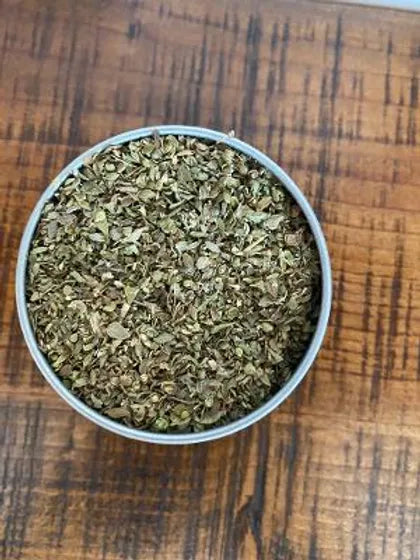 A top down look into a container of Italian Seasoning.