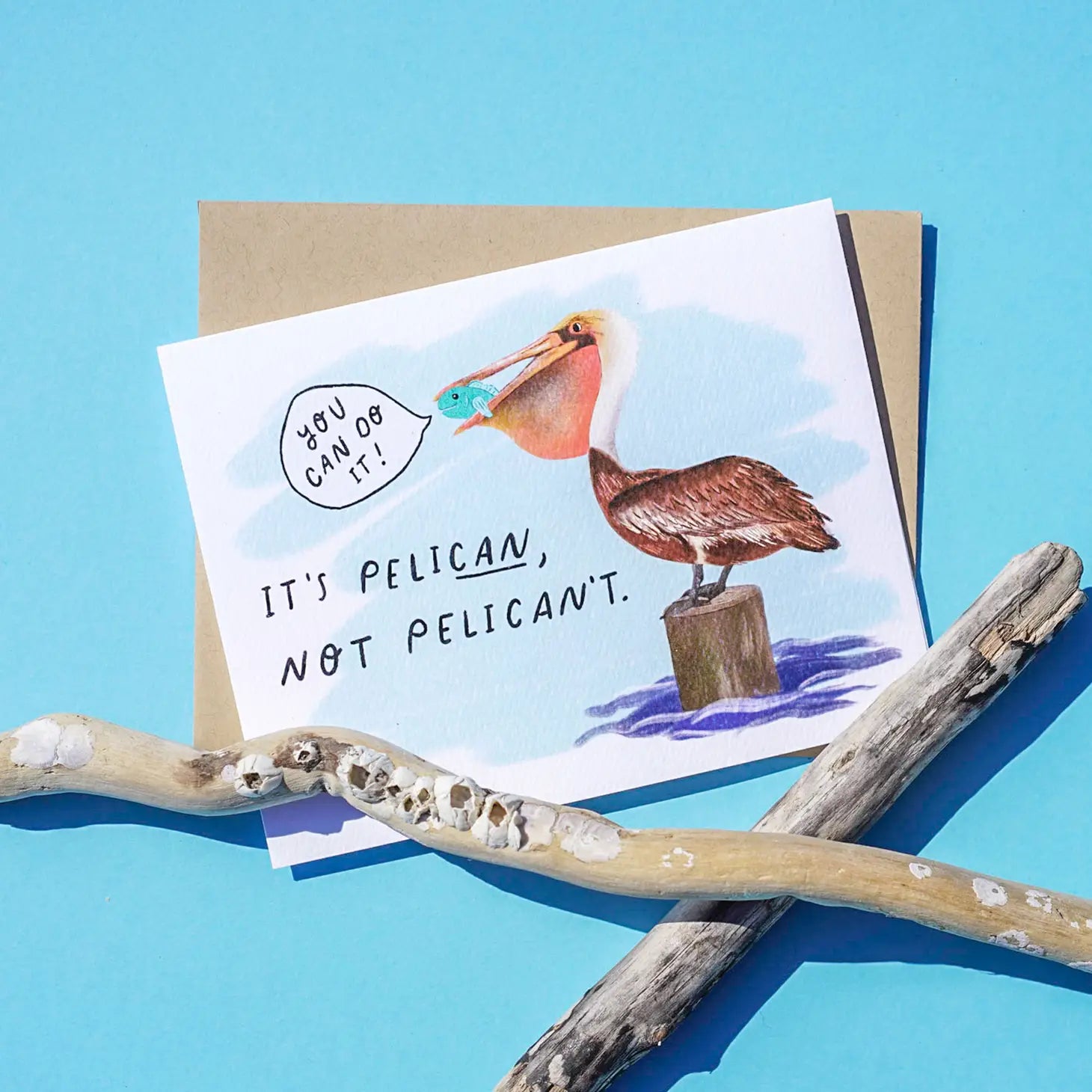 Pelican't Hand Drawn Greeting Card