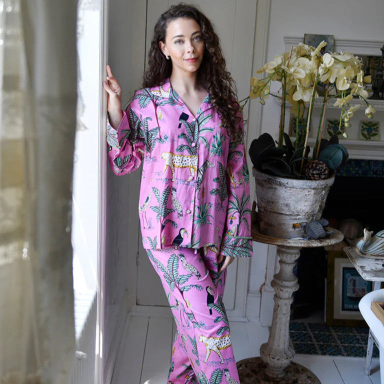 Women's Pink Safari Cotton Pajamas