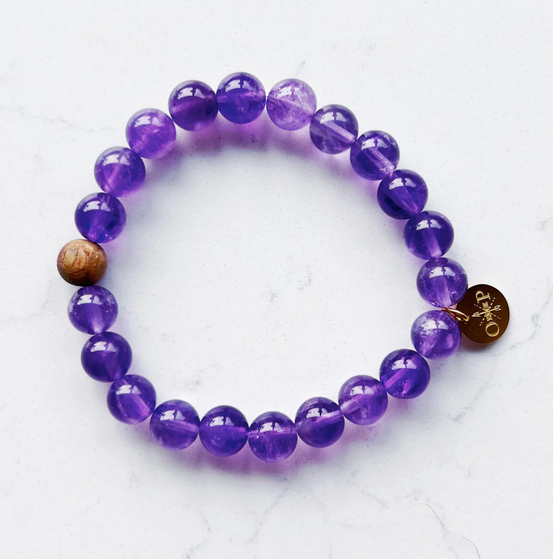 Olive and Poppy Gemstone & Reclaimed Wine Barrel Bracelets