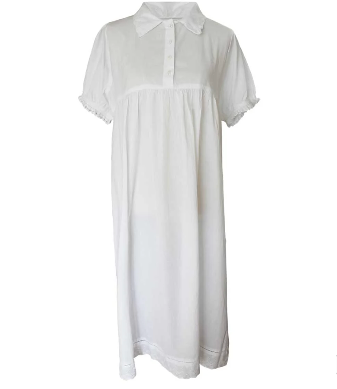 Embroidered Cap Sleeve Collar Nightdress