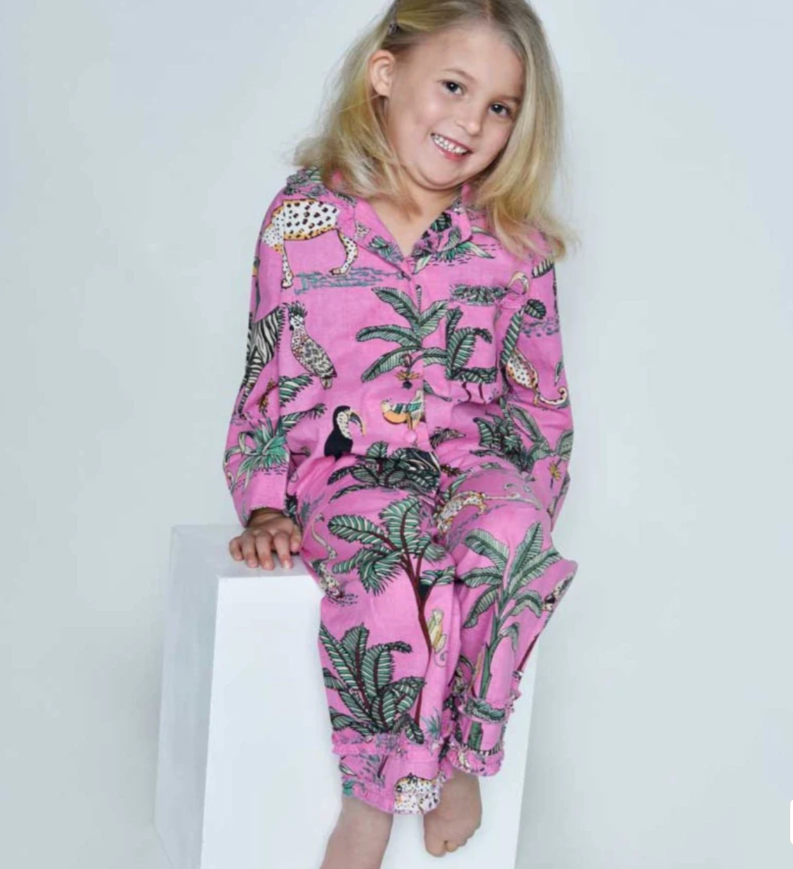 Kid's Pink Safari Cotton PJs
