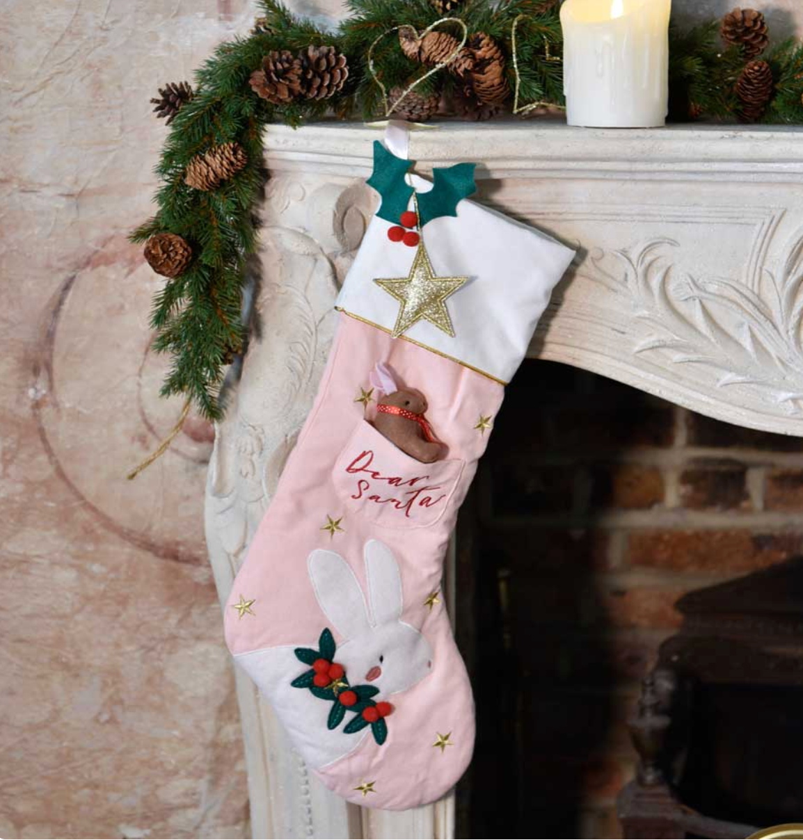 Embroidered Cotton Applique Stocking