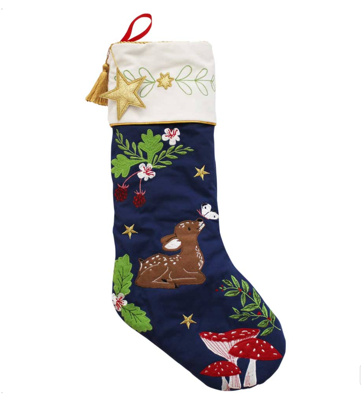 Embroidered Cotton Applique Stocking
