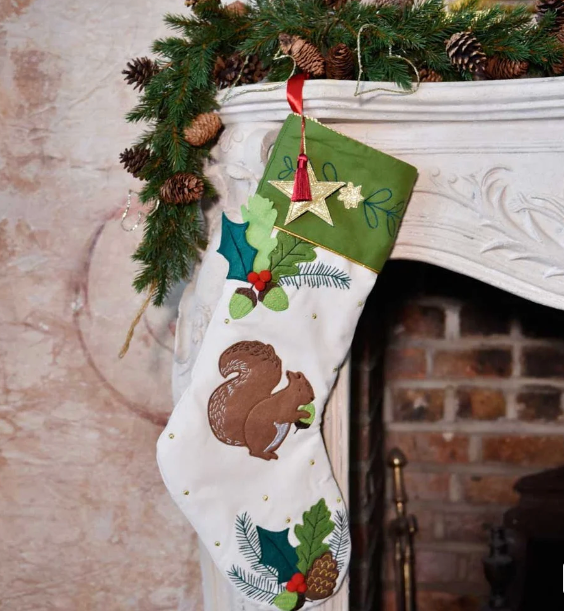 Embroidered Cotton Applique Stocking