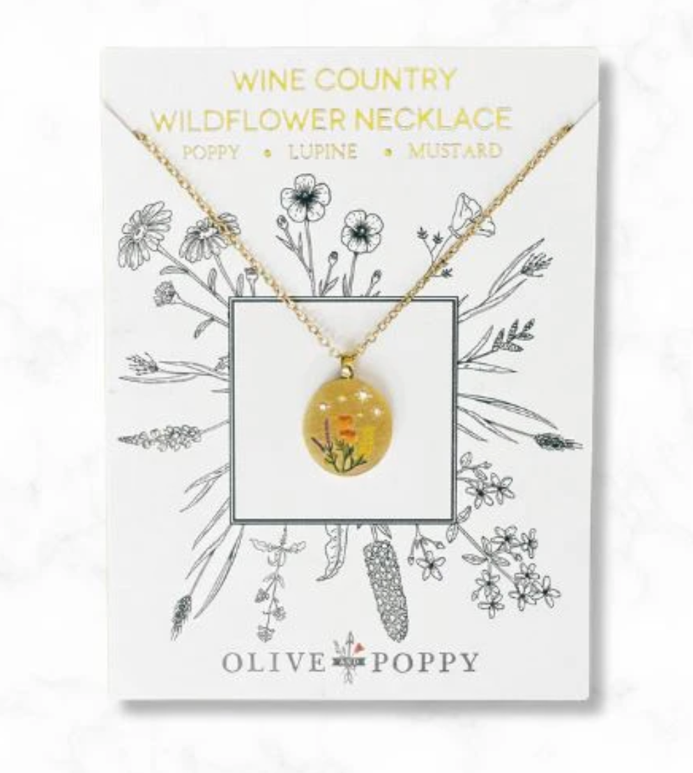 Olive & Poppy Wildflower Necklace
