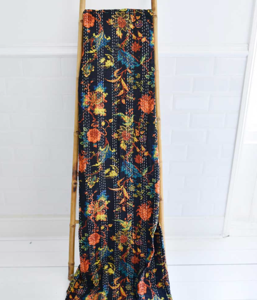 100% Cotton Kantha Quilt Throw