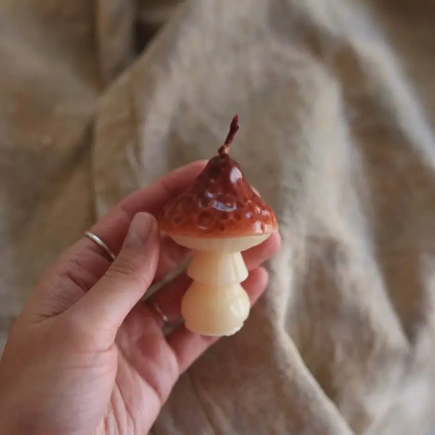 Handmade Beeswax Mushroom Candle
