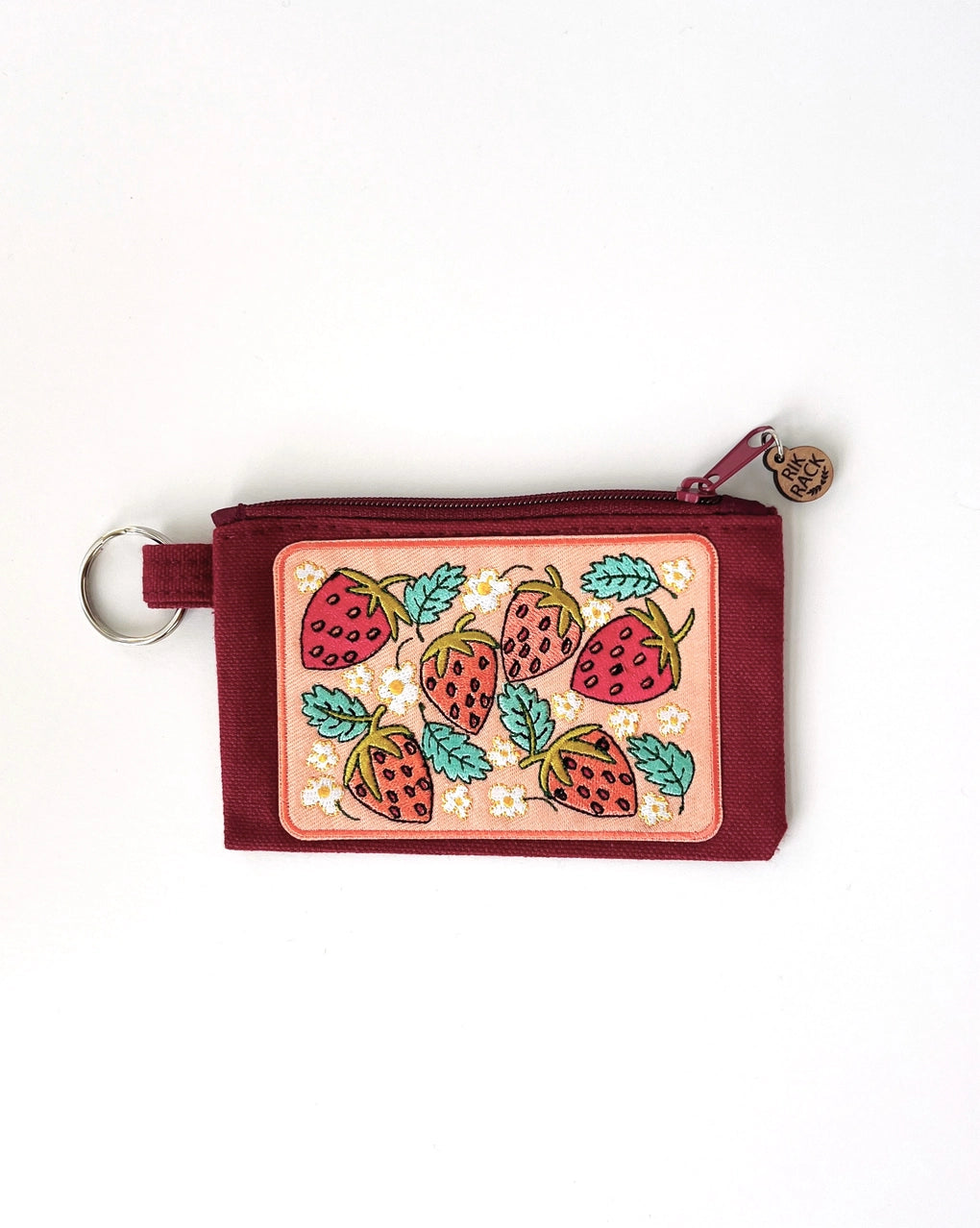 Embroidered Keyring Zipper Pouch