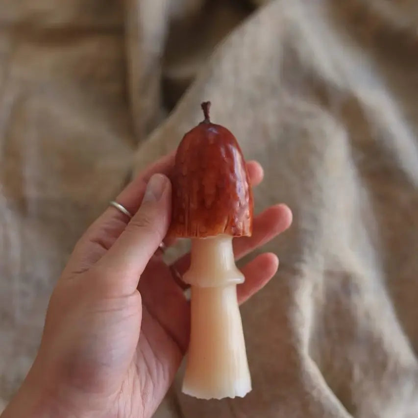 Handmade Beeswax Mushroom Candle