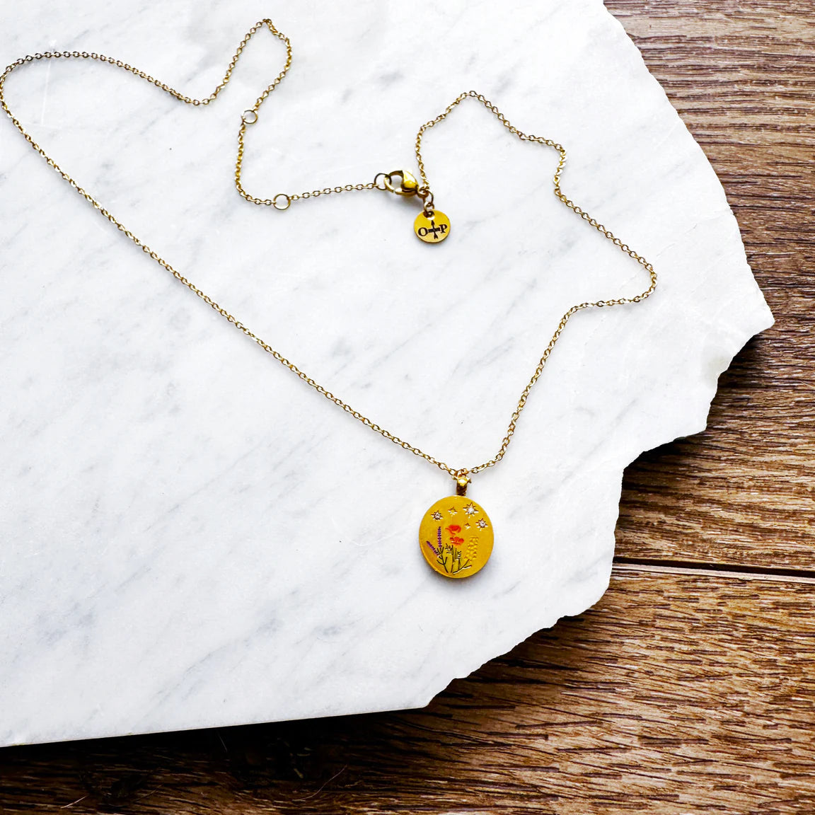 Olive & Poppy Wildflower Necklace