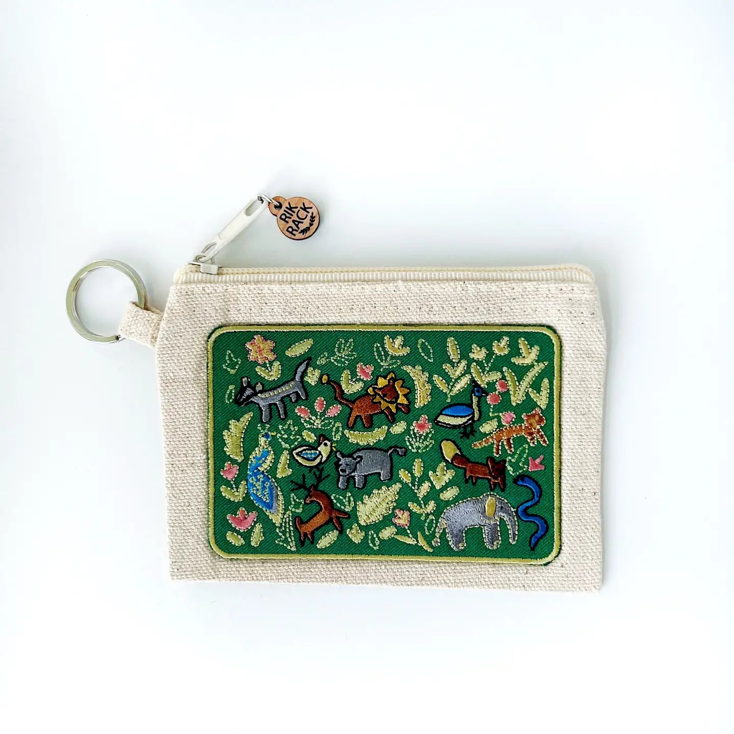 Embroidered Keyring Zipper Pouch