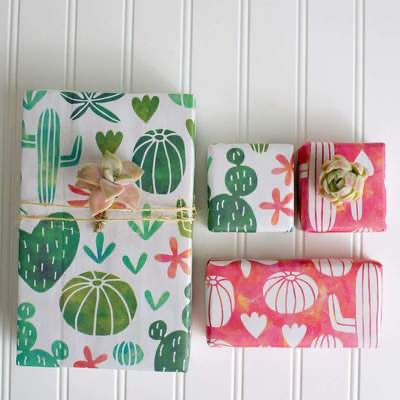 Watercolor Cactus Double-sided Eco Wrapping Paper