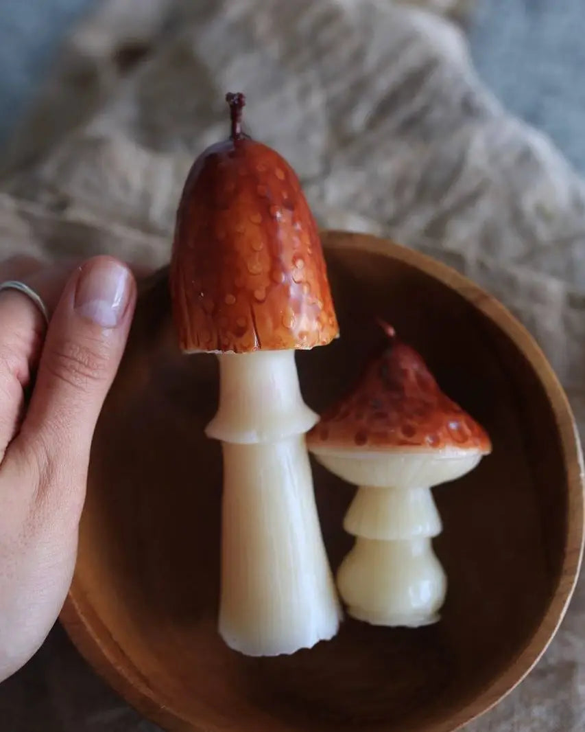 Handmade Mushroom Beeswax Candle — Umbrella Design